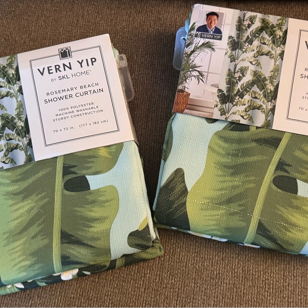 2 Count Vern Yip SKL Home ROSEMARY BEACH Shower Curtain 70x72 palm floral leaves - Picture 4 of 6